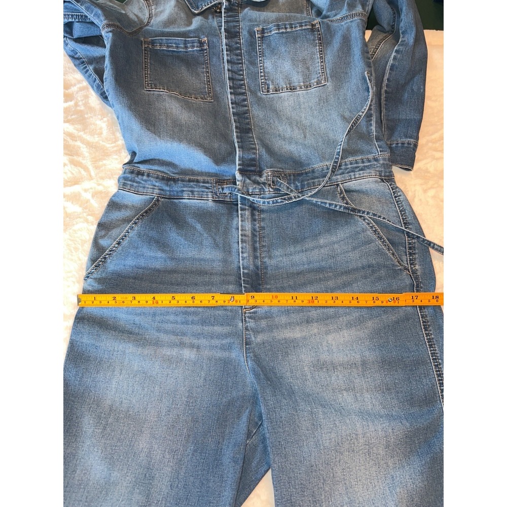 Scoop Women's Stretch Denim Jumpsuit – Size 8, Cropped, Drawstring Waist - Picture 12 of 15